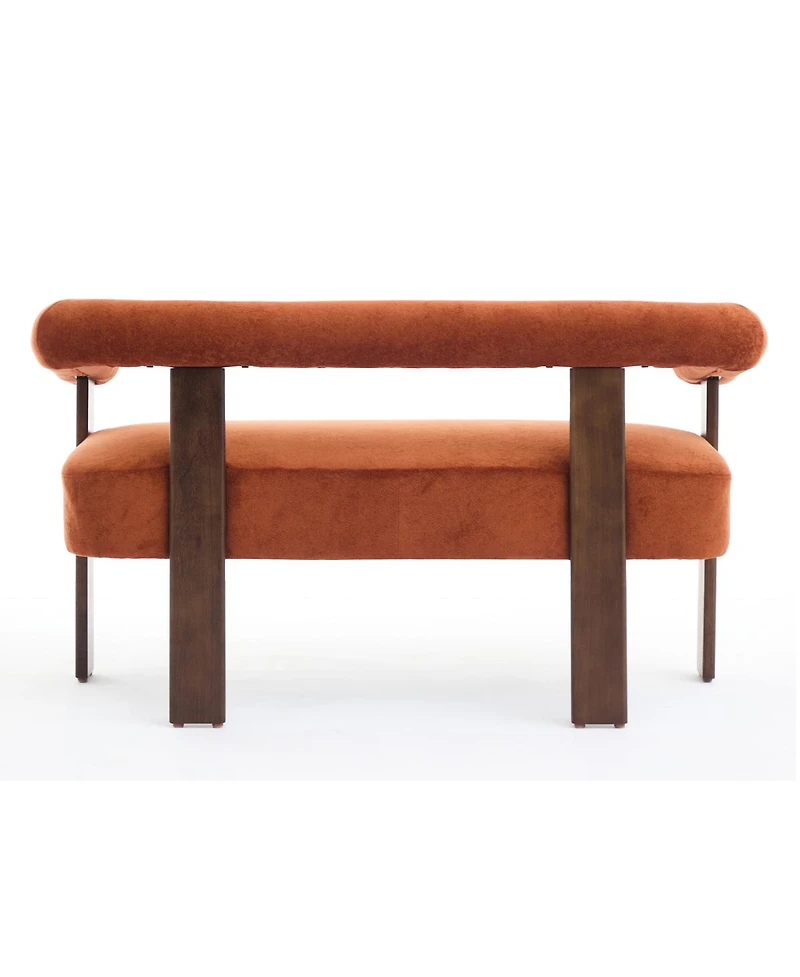 Streamdale Furniture Modern Curved Boucle Loveseat with Ergonomic Backrest and Rubberwood Legs