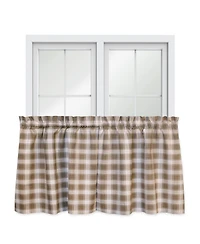 Ellis Curtain Country Check Tailored With 1.5" Rod Pocket Window Tiers Camel