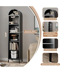 Boyel Living 73'' Narrow Arched Bookshelf, 6-Tier Metal Arch Display Organizer with Adjustable Shelves for Living Room