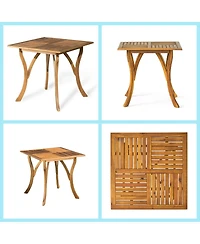 Asagikoiai 5-Piece Outdoor Dining Set, Acacia Wood Patio Bistro Set for Small Spaces