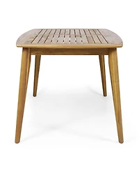 Asagikoiai 7-Piece Acacia Wood Outdoor Patio Furniture with Teak Table and Wicker Chairs