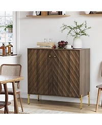 Boyel Living 31.5" Mid-Century Modern Sideboard Buffet Cabinet, Storage Console with Diagonal Wave Design for Living Room, Kitchen and Entryway