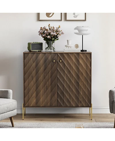 Boyel Living 31.5" Mid-Century Modern Sideboard Buffet Cabinet, Storage Console with Diagonal Wave Design for Living Room, Kitchen and Entryway
