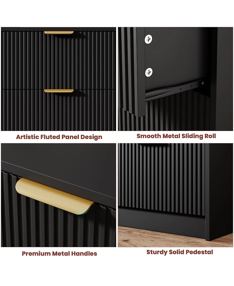 gaomon Fluted 9 Drawers Dresser For Bedroom, 59" Wide Modern Chest of with Metal Handles, Living Room, Entryway, Hallway