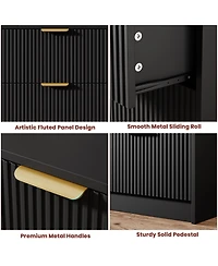 gaomon Fluted 9 Drawers Dresser For Bedroom, 59" Wide Modern Chest of with Metal Handles, Living Room, Entryway, Hallway