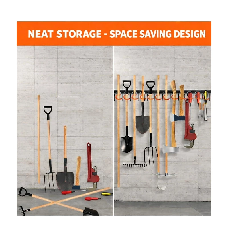 Xdovet Metal Garden Tool Organizer Wall Mount Heavy Duty Hooks Shed Storage Rack