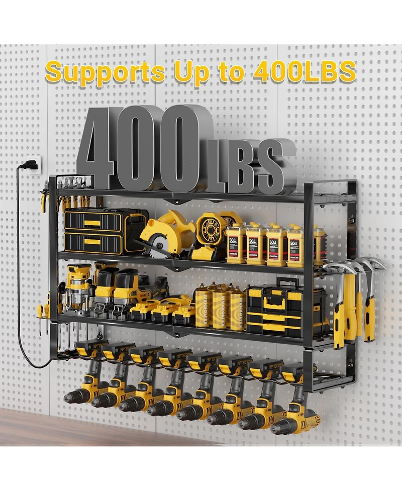 Xdovet Power Tool Organizer Wall Mount Charging Station Metal Rack Drill Holder Shelf