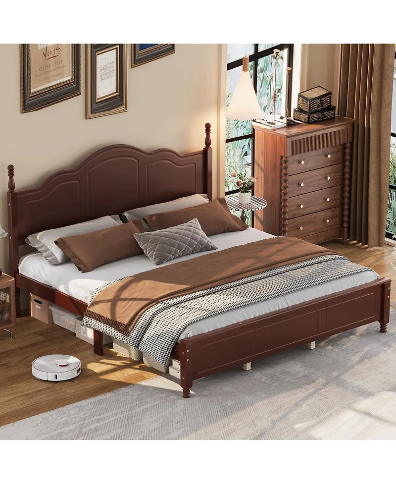 Streamdale Furniture King Size Retro Wave Platform Bed Frame Dark