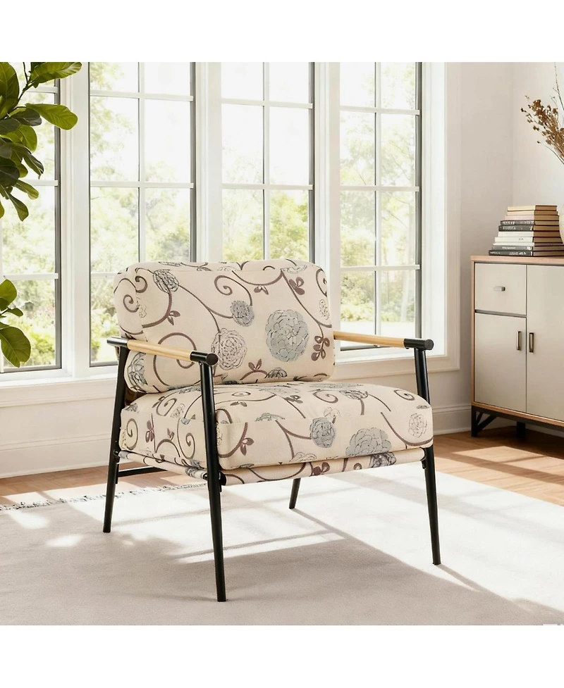 Streamdale Furniture Modern Accent Chair with Plush Cushions and Wooden Armrests
