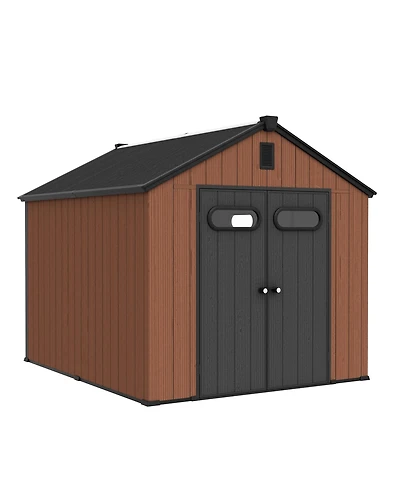 Pellebant All-Weather Waterproof Lockable Door Resin Outdoor Storage Shed with Window Vent Floor for Patio Furniture and Tools