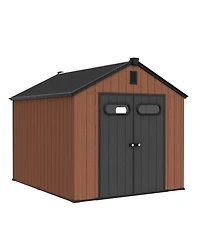 Pellebant All-Weather Waterproof Lockable Door Resin Outdoor Storage Shed with Window Vent Floor for Patio Furniture and Tools