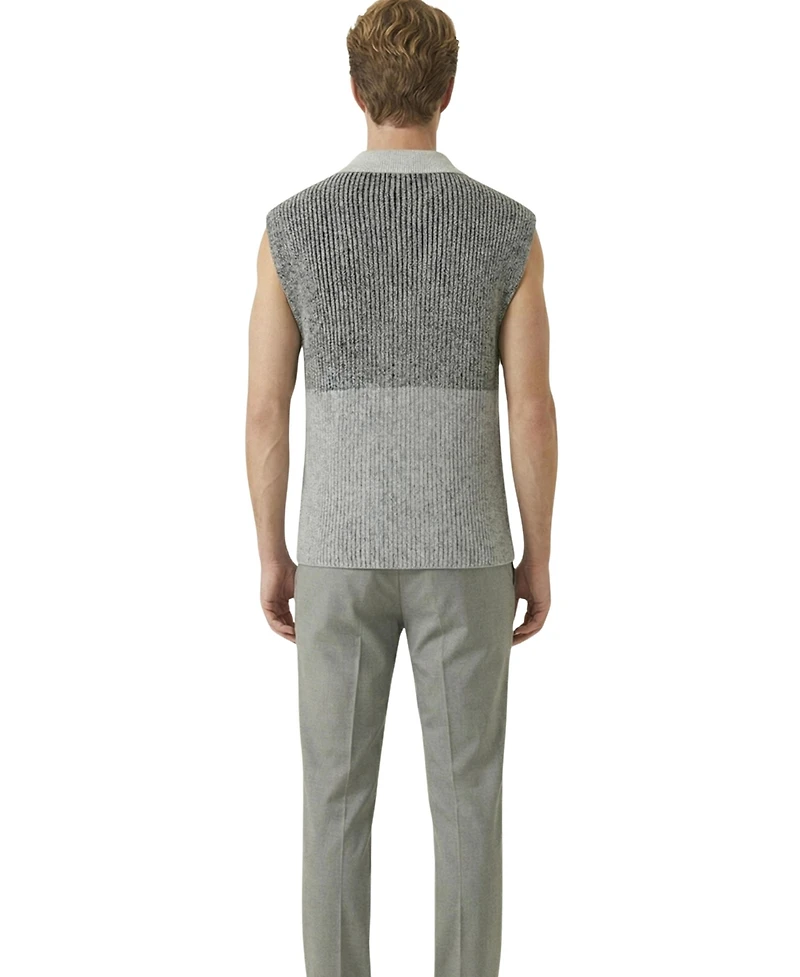 Modenaire Men's Colorblock Polo-Collar Knit Vest