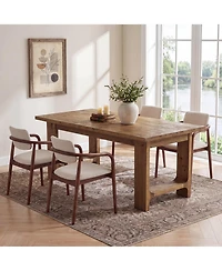 Tribesigns Farmhouse Dining Table, Solid Wood Kitchen Table for 4-6 People, Large Wooden Rectangular Dinner Tables