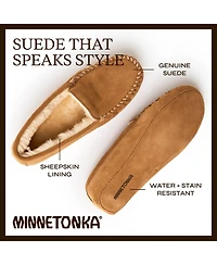 Minnetonka Men's Suede Sheepskin Soft Leather Sole Slippers