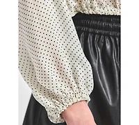 Derek Lam 10 Crosby Women's Emily Baby Dot Print Georgette Tie-Neck Blouse