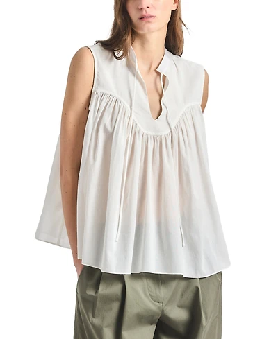 Derek Lam 10 Crosby Women's Chase Sheer Cotton Lawn Sleeveless Yoked Top