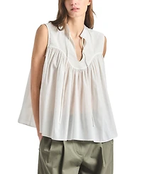 Derek Lam 10 Crosby Women's Chase Sheer Cotton Lawn Sleeveless Yoked Top