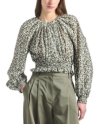 Derek Lam 10 Crosby Women's Charlee Mini Clover Print Gathered Blouse