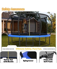 Zeny Recreational Kids Trampoline with Safety Enclosure Net and Ladder, Outdoor Trampolines