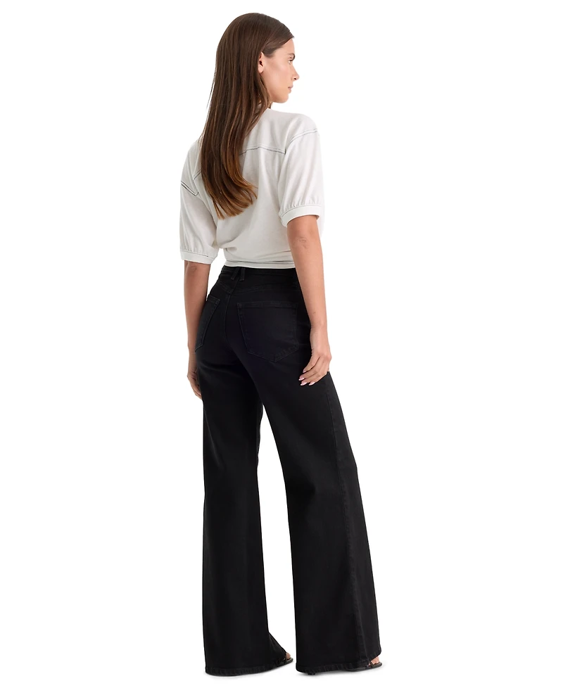 Good American Women's Waist High-Rise Wide Palazzo Jeans
