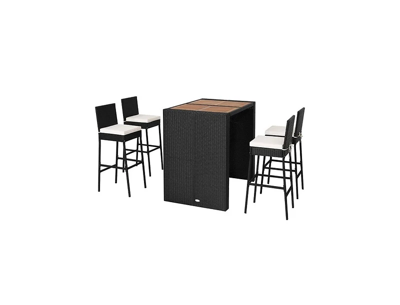 Mondawe 5 Pieces Patio Acacia Wood Dining Set