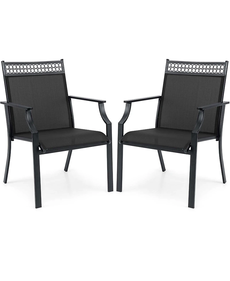 Gymax 4 Piece Patio Chairs with All Weather Breathable Fabric High Backrest