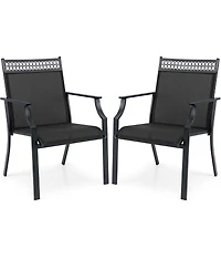 Gymax 4 Piece Patio Chairs with All Weather Breathable Fabric High Backrest