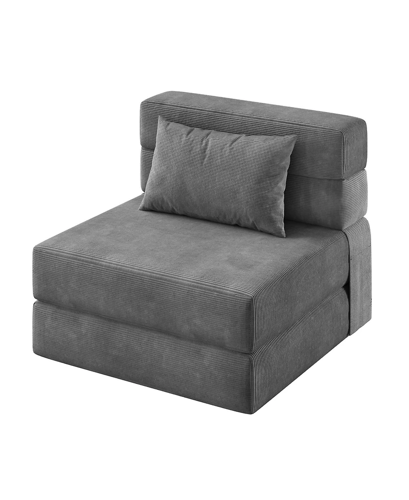 homfan 4-in-1 Folding Sofa Bed - Convertible Sleeper Chair with Pillow, Portable Fold Out Couch Bed for Living Room or Bedroom