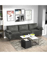 Slickblue 3 Seat Sectional Sofa with Metal Legs and Built-in Usb Charging Ports