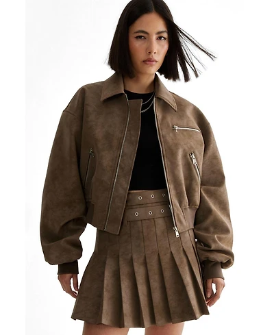 Nasty Gal Women's Faux Leather Bomber Jacket