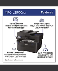 Brother MFCL2900DW Wireless Mfc-L2900DW Compact Monochrome Aio Laser Printer Copy/Fax/Print/Scan