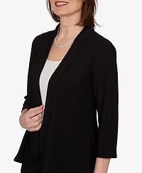 Alfred Dunner Petite Light Open Crepe Cardigan Top