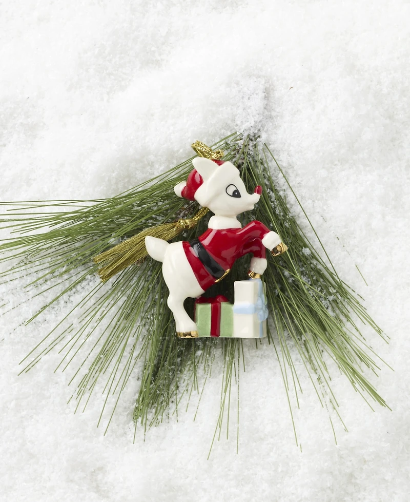Lenox Rudolph in a Santa Suit Ornament