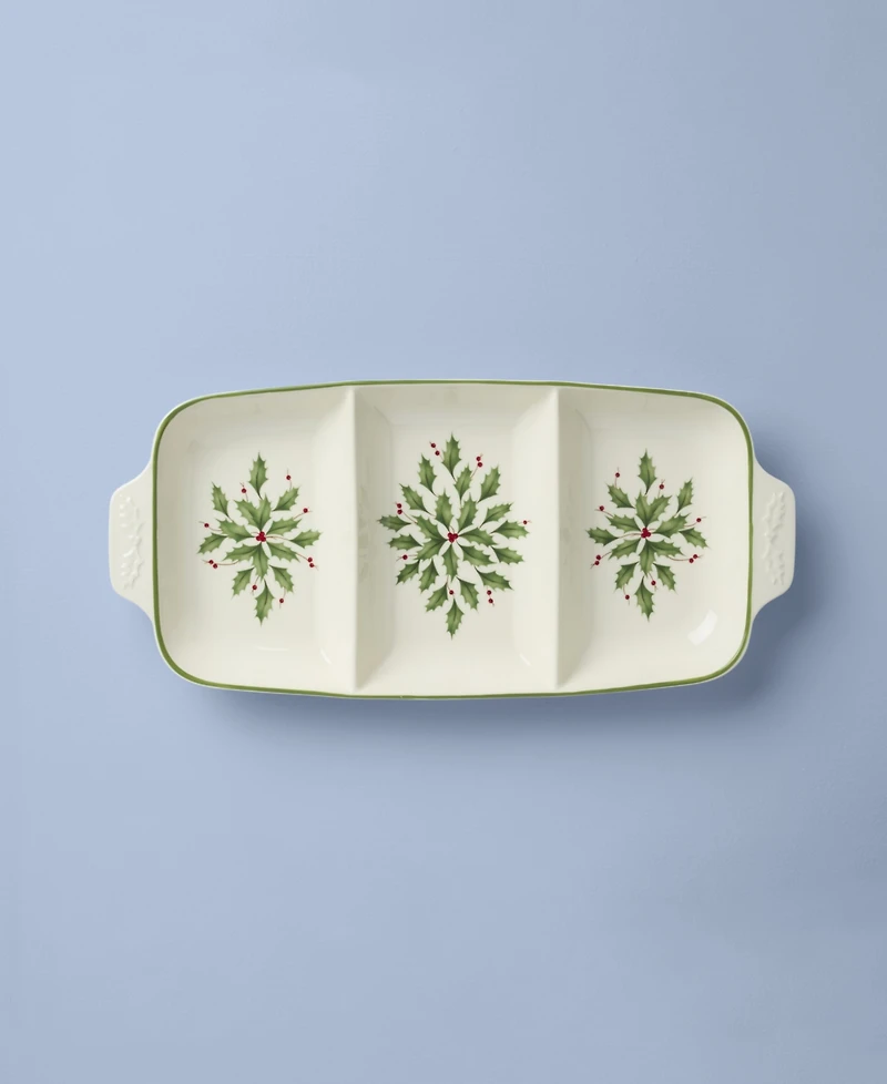 Lenox Holiday Carved Divided Dish