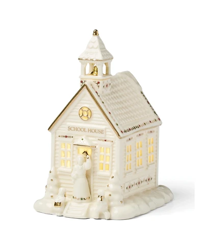 Lenox Mistletoe Park School House Lit Figurine