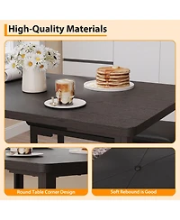 homfan 3 Pieces Dining Room Table Set for 4, Compact Kitchen with 2 Upholstered Benches, Rectangle Modern Chair Small Space