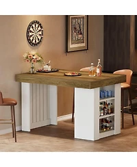 Tribesigns 55.12-Inch Bar Table, Farmhouse Counter Height Dining Table with 3-Tier Storage Shelves, Home Bar Unit