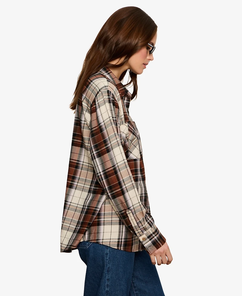 Sanctuary Women's Long-Sleeve Plaid Button-Up Shirt