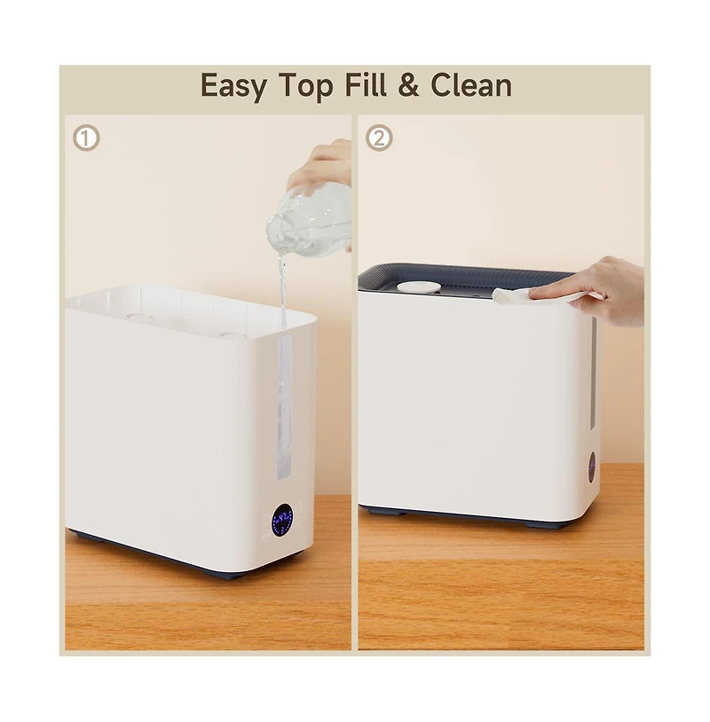 Topteng 2.6 Gal Humidifier with 800ml/h Output, 50H Runtime & 4-Nozzle Nano Mist