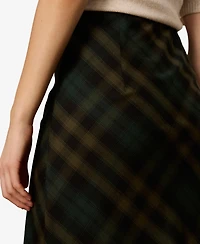 Sanctuary Women's Bias Plaid Midi A-Line Skirt