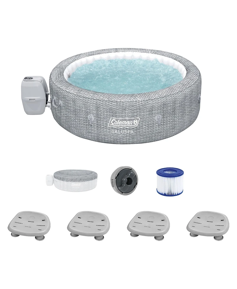 Coleman SaluSpa Sicily AirJet Hot Tub w/Set of 4 Bestway Pool and Spa Seat