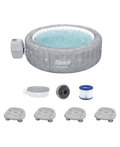 Coleman SaluSpa Sicily AirJet Hot Tub w/Set of 4 Bestway Pool and Spa Seat