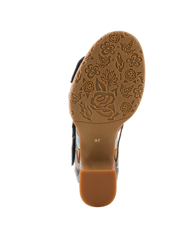 L'Artiste Women's Radiating Slide with Hand-Painted Design