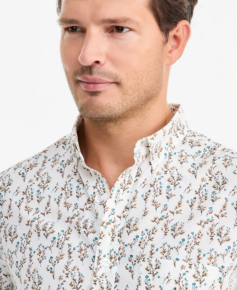 Club Room Men's Bennet Poplin Floral-Print Short-Sleeve Shirt, Macy's Exclusive