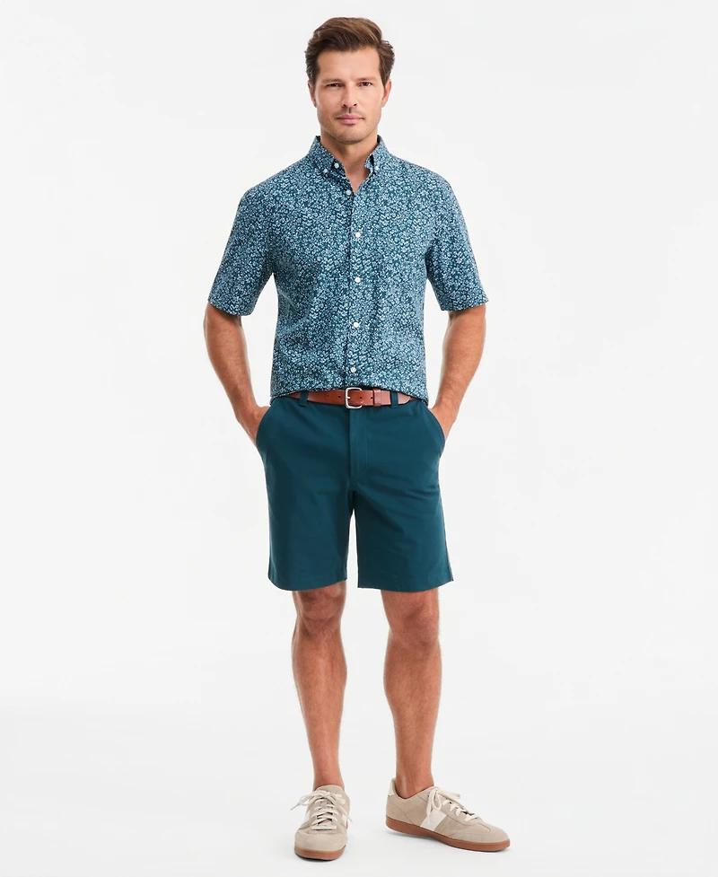 Club Room Men's Poplin Duo-Tone Floral Short-Sleeve Shirt, Macy's Exclusive