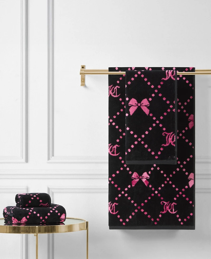 Juicy Couture Printed Jacquard Cotton 4-Piece Bath Towel Set