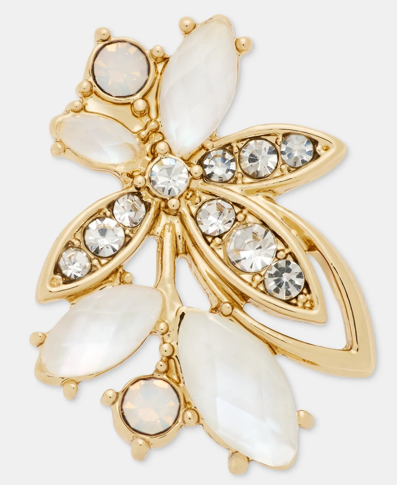 Lonna & Lilly Pave Stone Leaf Stud Earrings
