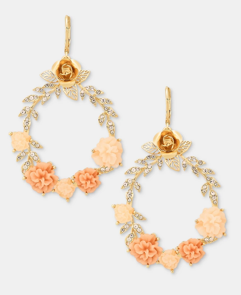 Lonna & Lilly Pave Flower Open Drop Earrings