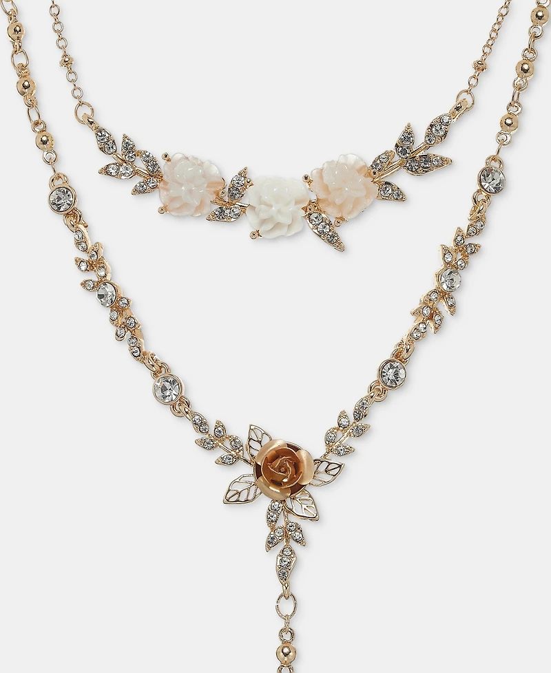 lonna & lilly Flower Layered Lariat Necklace, 16" + 3" extender