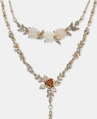 lonna & lilly Flower Layered Lariat Necklace, 16" + 3" extender